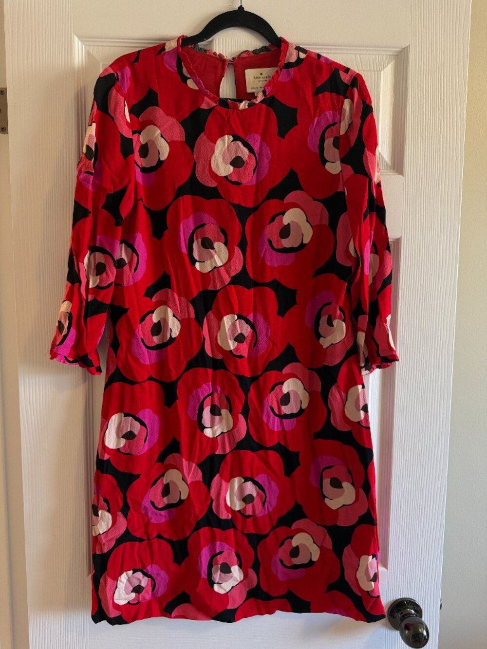 Kate Spade New York Floral Shift Dress Size 12 Red Pink Black